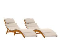 vidaXL Tumbona Plegable Ajustable con Cojines - Diseño de Madera Sólida de Acacia para Interior y Exterior - Resistente a las Inclemencias, Cómoda, Portátil - Perfecta para Jardines y Patios