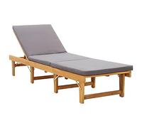vidaXL Tumbona Plegable con Cojín Camas Colchón Muebles Asiento de Jardín Patio Aire Libre Doble Exterior Terraza Madera Maciza de Acacia