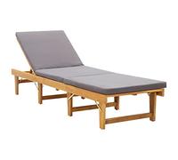 vidaXL Tumbona Plegable con Cojín Camas Colchón Muebles Asiento de Jardín Patio Aire Libre Doble Exterior Terraza Madera Maciza de Acacia