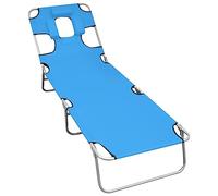 vidaXL Tumbona Plegable con Cojín para la Cabeza Hamaca Plegable Camping Playa Piscina Jardín Patio Terraza Balcón Acero Azul Turquesa