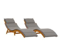 vidaXL Tumbona Plegable con Cojines | Resistente a la Intemperie y Ajustable Madera Maciza de Acacia Ideal para Balcones y Piscinas Juego de 2 Tumbonas Muebles de Asientos de Patio