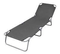 vidaXL Tumbona Plegable Ligera Metal Jardín Piscina Playa Terraza Gris Oscura