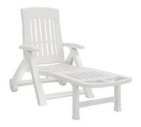 Tumbona Plegable Con Ruedas Pp Blanco Vidaxl