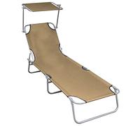 vidaXL Tumbona plegable con toldo para dos personas, colchón, aluminio – Gris taupe