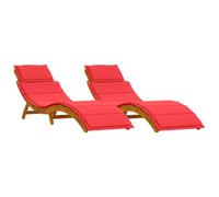 vidaXL Tumbona Plegable Contemporánea Con Cojines | Madera Maciza de Acacia muebles de exterior resistenciales a la intemperie ideal para balcón y junto a la piscina | Juego de 2 incluye almohadas sil