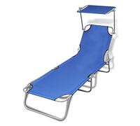 vidaXL Tumbona Plegable de Jardín con Dosel Azul Hamaca con Toldo de Exterior