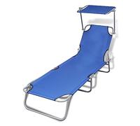 Tumbona Plegable Con Toldo Acero Y Tela Azul Vidaxl