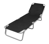 Tumbona Plegable De Acero Con Recubrimiento Polvo Negro Vidaxl
