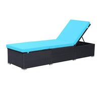 vidaXL Tumbona Ratán Sintético Cojín Jardín Negra Azul Hamaca Exterior Patio