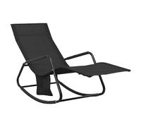 vidaXL Tumbona Reclinable Silla Mecedora Asiento Butaca Jardín Patio Terraza Balcón Piscina Muebles Exterior de Acero y Textilene Negra