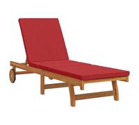 vidaXL Tumbona Ruedas y cojín Rojo de Madera Maciza