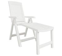 vidaXL Tumbona, Silla con Reposabrazos Respaldo, Silla de Playa Plegable, Sillón de Descanso para Jardín Patio Piscina, Plástico Blanco