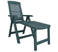 vidaXL Tumbona, Silla con Reposabrazos Respaldo, Silla de Playa Plegable, Sillón de Descanso para Jardín Patio Piscina, Plástico Verde