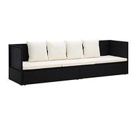 vidaXL Tumbona Sofá de Jardín con Cojines Hamaca Asiento Taburete Patio Exterior Silla Aire Libre Terraza Restaurante Ratán Sintético Negro