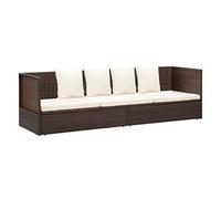 vidaXL Tumbona Sofá de Jardín con Cojines Sillón Silla Patio Exterior Aire Libre Balcón Asiento Decoración Mueble Comedor Restaurante Ratán Sintético Marrón