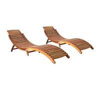 vidaXL 2X Madera Maciza de Acacia Tumbonas Hamaca Cama Salón Diván Asiento Piscina Playa Jardín Patio Terraza Balcón Exterior Muebles Decoración