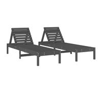 vidaXL Tumbonas 2 uds, Sillones con Respaldos Ajustables, Tumbonas de Listones, Asientos para Piscina Jardín Patio, Madera Maciza de Pino Gris