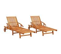 vidaXL Tumbonas de madera maciza de acacia 2 unidades