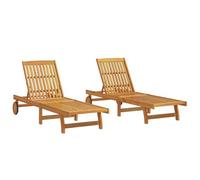 vidaXL Tumbonas 2 Unidades Madera Maciza de Acacia, Tumbona de Exterior, Tumbona de jardín, Tumbona de Madera Maciza, Tumbona de terraza