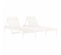 vidaXL Tumbonas 2 Unidades Madera Maciza de Pino Blanco 199,5x60x74 cm