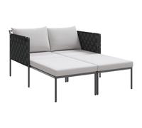 vidaXL Tumbona acolchada gris claro con reposabrazos ajustables Muebles modernos para balcón y jardín resistente a los rayos UV plegable diseño compacto muebles de verano tumbona para 2 personas
