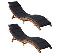 vidaXL Tumbonas con Cojines 2 uds Madera Maciza Acacia Gris Oscuro, Muebles de jardín, Tumbona de Exterior, Tumbona Plegable, Muebles de Exterior