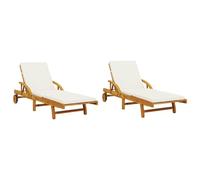 vidaXL Tumbonas con Cojines 2 uds Madera Maciza de Acacia 200x68x83 cm, Tumbona de jardín, Tumbona de Exterior, Tumbona al Aire Libre
