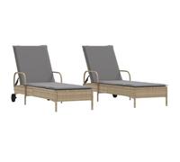 vidaXL Tumbonas con Cojines 2 Unidades ratán sintético Beige, sofá Cama, Tumbona de jardín, Tumbona de Exterior, sofás Cama, tumbonas de jardín