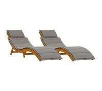 vidaXL Tumbona Plegable con Cojines | Resistente a la Intemperie y Ajustable Madera Maciza de Acacia Ideal para Balcones y Piscinas Juego de 2 Tumbonas Muebles de Asientos de Patio