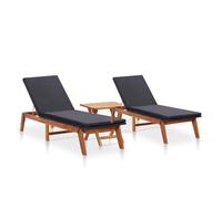 Vidaxl tumbonas con mesa 2 uds ratán sintético y madera maciza acacia