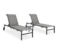 vidaxl Tumbonas con mesa 2 unidades textilene y acero