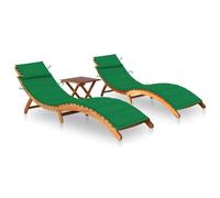 vidaXL 2X Madera Maciza de Acacia Tumbonas con Mesa y Cojines Hamaca Cama Salón Diván Asiento Piscina Playa Jardín Patio Terraza Balcón Exterior