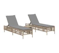vidaXL Tumbonas con mesita 2 Unidades ratán sintético Beige, Tumbona de Exterior, Tumbona de jardín, Muebles de Exterior, Tumbona de Exterior
