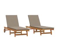 vidaXL Juego de Tumbonas Ajustables para Exterior | Madera de Acacia Maciza Respaldo de Múltiples Posiciones Cojines Resistentes a la Intemperie Asientos para Dos Incluye Ruedas Mobiliario de Patio Ba