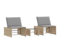 vidaXL Tumbonas modulares con Mesita 2 Unidades, Sofás Exterior Descanso, Tumbonas de Jardín, Muebles Asientos para Patio Terraza, Ratán Sintético Beige