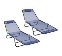 vidaXL Tumbonas Plegables 2 pcs con Reposacabezas Azul Textilene