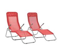 Vidaxl tumbonas plegables 2 unidades textilene rojo