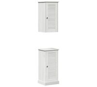 vidaXL Unidad de baño Vigo en Blanco Viejo, Hecha de Pino sólido y MDF, con un Acabado rústico de 37 x 34 x 80 cm. Tiene Mucho Espacio de Almacenamiento, Puertas con bisagras y pomos de Metal cepilla