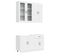 vidaXL Unidad de Cocina Kalmar 4 pcs Blanco Brillante, Almacenamiento Elegante para Cocina, armarios Ajustables, Muebles Modernos, ahorran Espacio