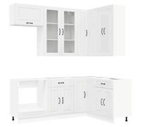 vidaXL Unidad de Cocina Kalmar 8 pcs Blanco Brillante, Almacenamiento de Cocina, Mueble Moderno, gabinete Funcional, estantes Ajustables, diseño organizado