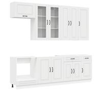vidaXL Unidad de Cocina Kalmar 8 pcs Blanco Brillante, Diseño de Cocina Moderna, Unidad Ajustable, Almacenamiento Elegante, estantería Personalizada para el hogar