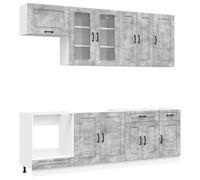 vidaXL Unidad de Cocina Kalmar 8 pcs Gris Hormigón, Diseño de Cocina Moderna, Unidad Ajustable, Almacenamiento Elegante, estantería Personalizada para el hogar