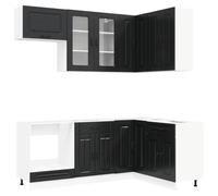 vidaXL Unidad de cocina KALMAR 8 unidades negro madera ingenierizada, estantería de cocina, unidad moderna, mueble funcional, diseño minimalista, estantes ajustables
