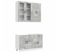 vidaXL Unidad de Cocina Lucca 4 pcs Gris Hormigón Madera de ingeniería, Soluciones de Almacenamiento Inteligente, Muebles Modernos, Diseño Eficaz de Cocina, Estanterías Compactas, Madera Tratada