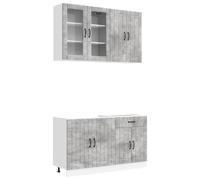 vidaXL Unidad de Cocina Lucca 4 pcs Gris Hormigón Madera de ingeniería, Soluciones de Almacenamiento Inteligente, Muebles Modernos, Diseño Eficaz de Cocina, Estanterías Compactas, Madera Tratada