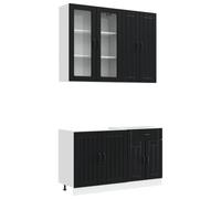 vidaXL Unidad de Cocina Lucca 4 uds. Negro Madera de ingeniería