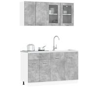 vidaXL Unidad de Cocina Lyon 4 pcs Gris Hormigón Madera de ingeniería, Estante Moderno para Cocina, montado en la Pared, diseño Funcional, gabinete Que Ahorra Espacio para organizar tu hogar
