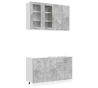 vidaXL Unidad de Cocina Lyon 4 pcs Gris Hormigón Madera de ingeniería, Unidad de Almacenamiento, Armario Moderno, Funcional, Personalizable, Estantería Organizada