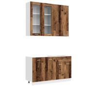 vidaXL Unidad de Cocina Lyon 4 pcs Madera Envejecida, Unidad de Almacenamiento, Armario Moderno, Funcional, Personalizable, Estantería Organizada