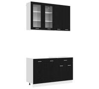 vidaXL Unidad de Cocina Lyon 4 pcs Roble Negro Madera de ingeniería, Unidad de Almacenamiento, Armario Moderno, Funcional, Personalizable, Estantería Organizada